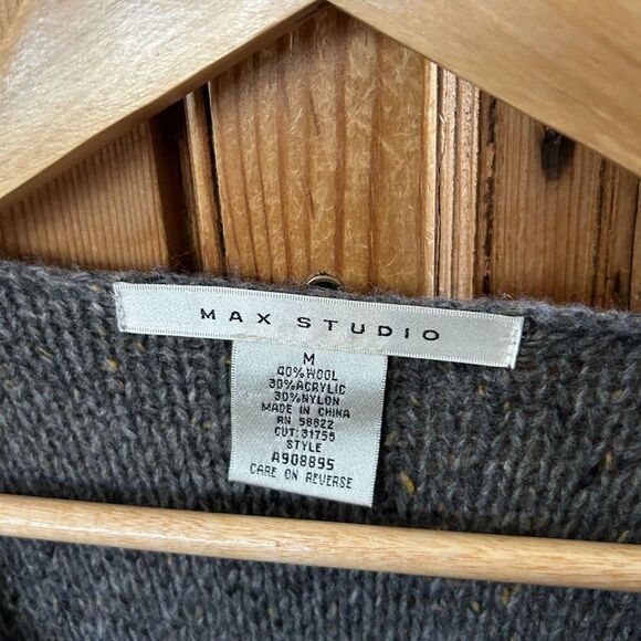 Max Studio Medium Dress Gray Knit Round Neck 3/4 Sleeve Flared Knee Length - Picture 4 of 9